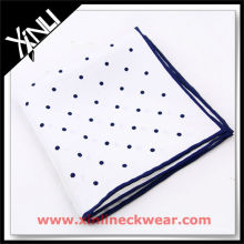 White with Colored Rolled Hem Linen Handkerchief